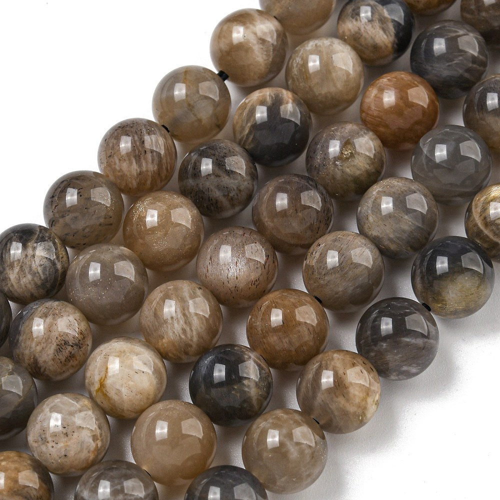 Black Moonstone 8mm Round Beads | The Pink Bead Shop Canada
