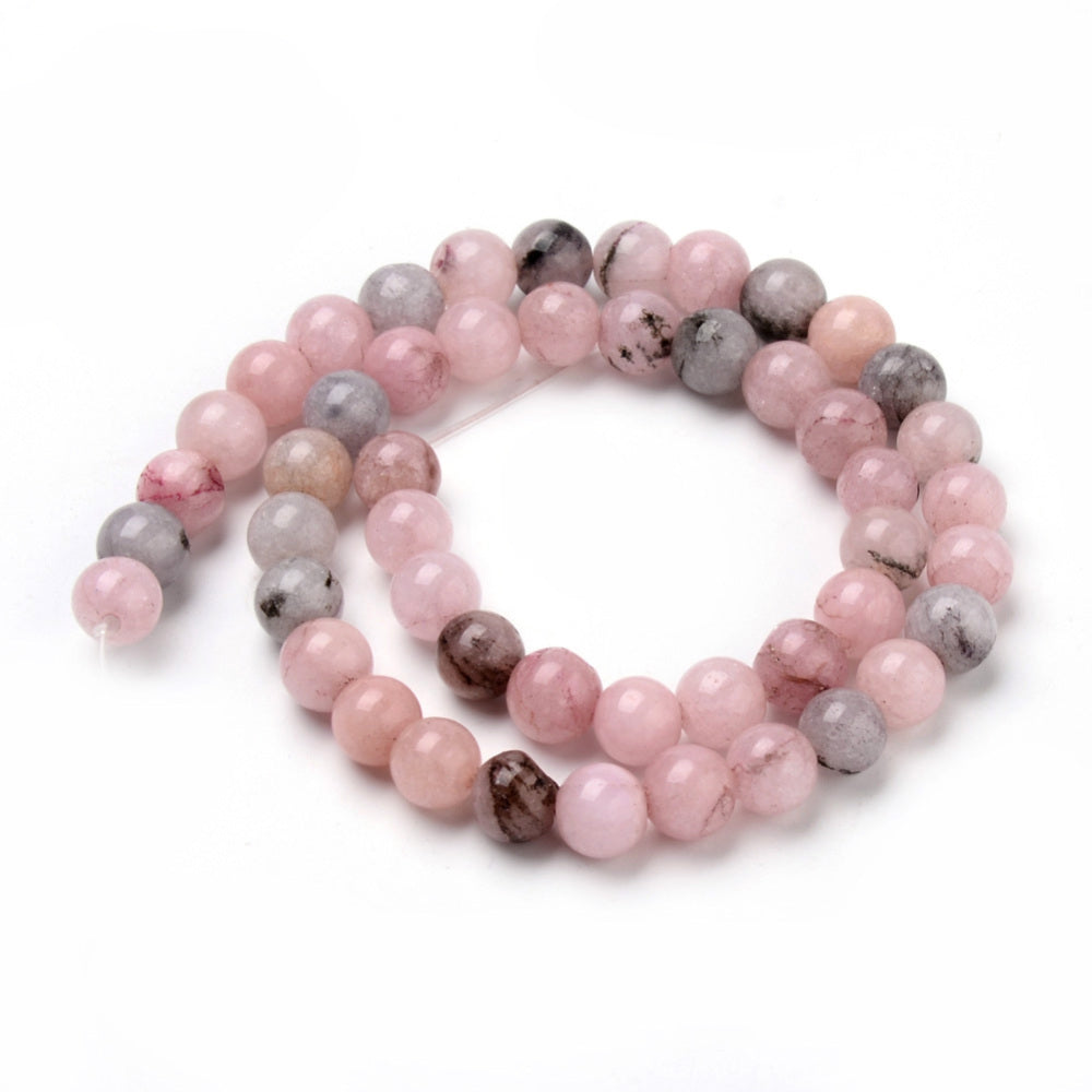 Natural Cherry Blossom Jasper Beads Strands – Dyed, Round, Pink Mix, 4mm / 6mm / 8mm, Hole: 1mm, Approx. 45–63pcs/Strand, 14.5–15.5” The Pink Bead Shop