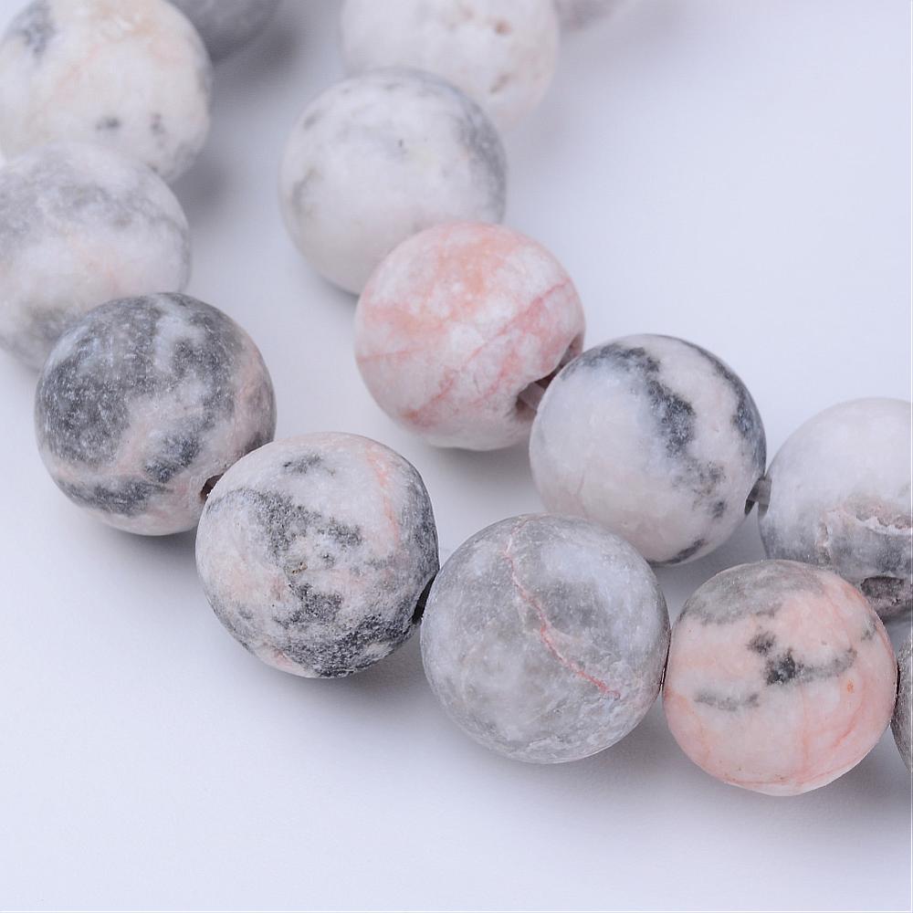 Zebra Jasper Gemstone Beads – Frosted Round 6mm & 8mm | The Pink Bead Shop Canada