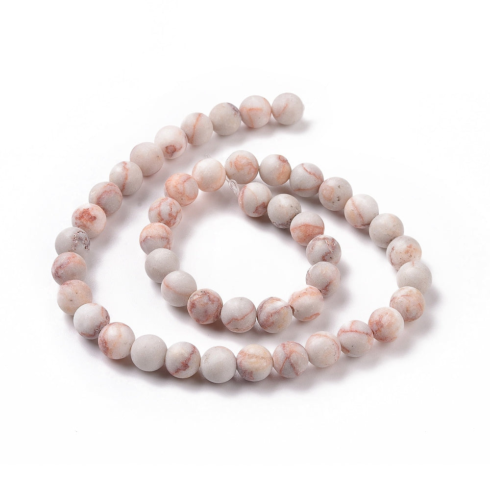 Red Netstone Frosted Beads – Round 8mm | The Pink Bead Shop Canada