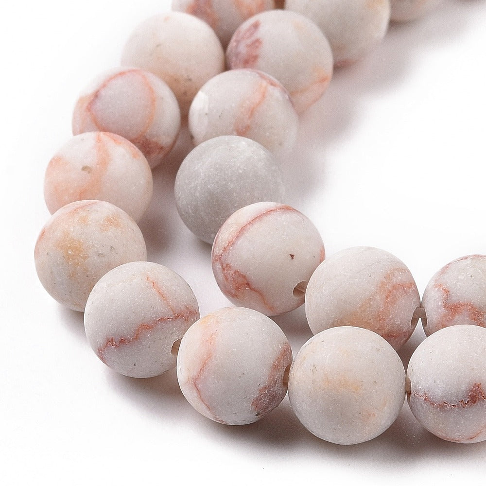 Natural Red Netstone Beads Strands – Round, Frosted, 8–8.5mm, Hole: 1mm, Approx. 45–47pcs/Strand, 14.5” The Pink Bead Shop