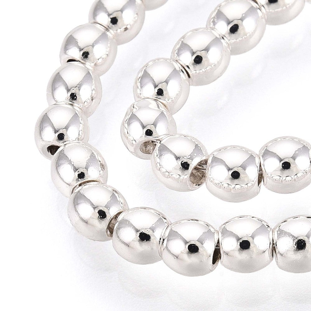 Hematite Round Beads Electroplated– Silver Colour 3mm | The Pink Bead Shop Canada