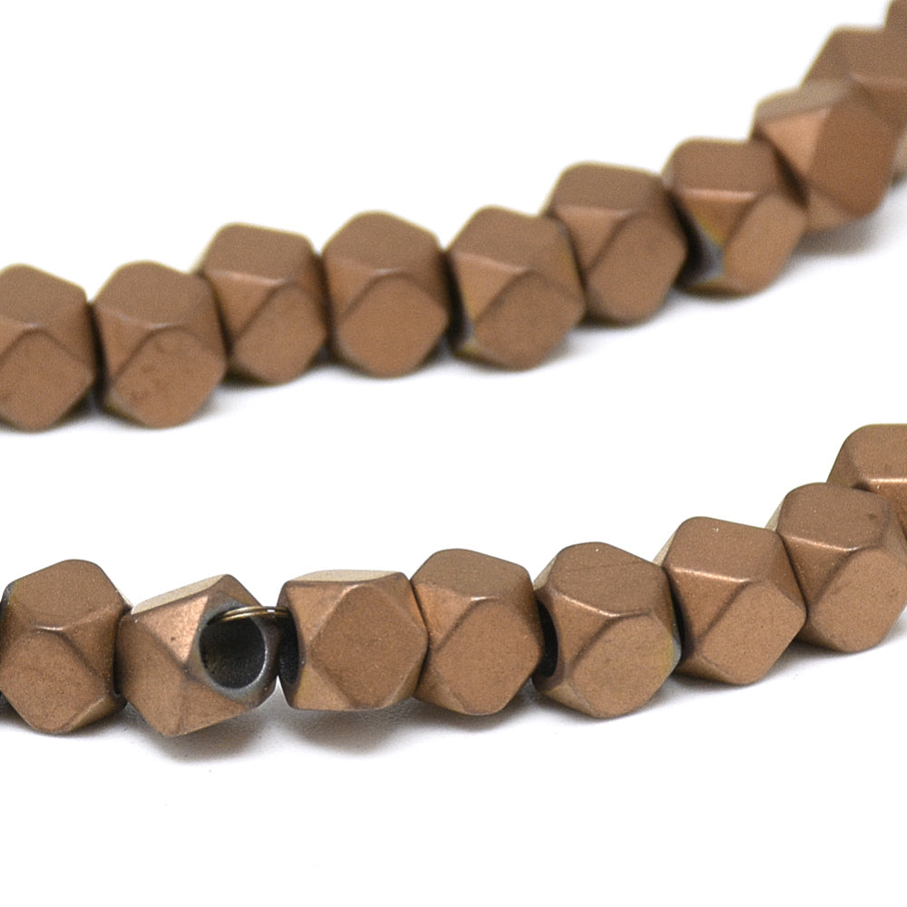 Hematite Matte Copper Polygon Beads 4mm | The Pink Bead Shop Canada