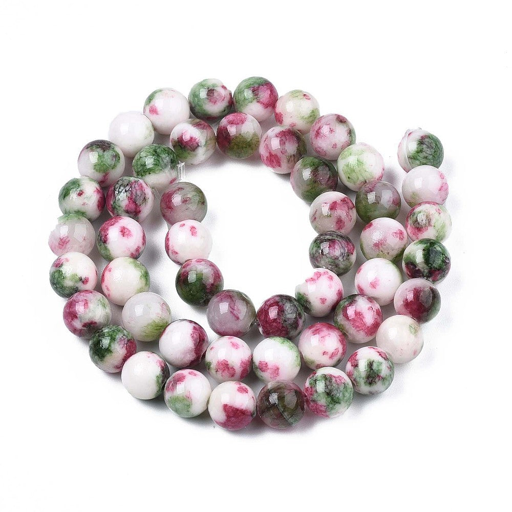 Natural Dyed Persian Jade Beads Strands – Round, Camellia, 8mm, Hole: 1mm, Approx. 50pcs/Strand, 15.7” The Pink Bead Shop