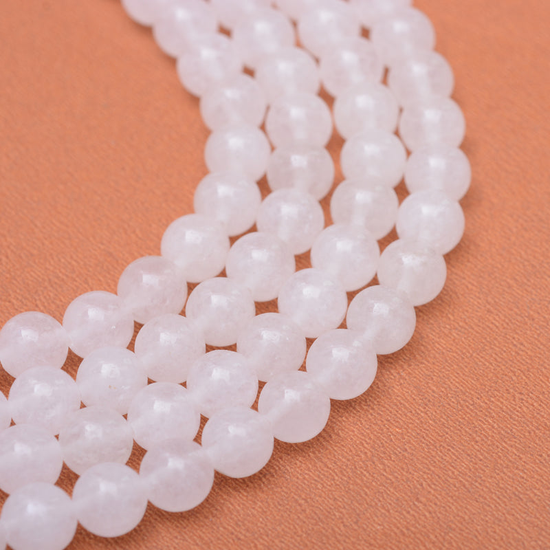 Jade Beads Natural White– 8–9mm Round The Pink Bead Shop