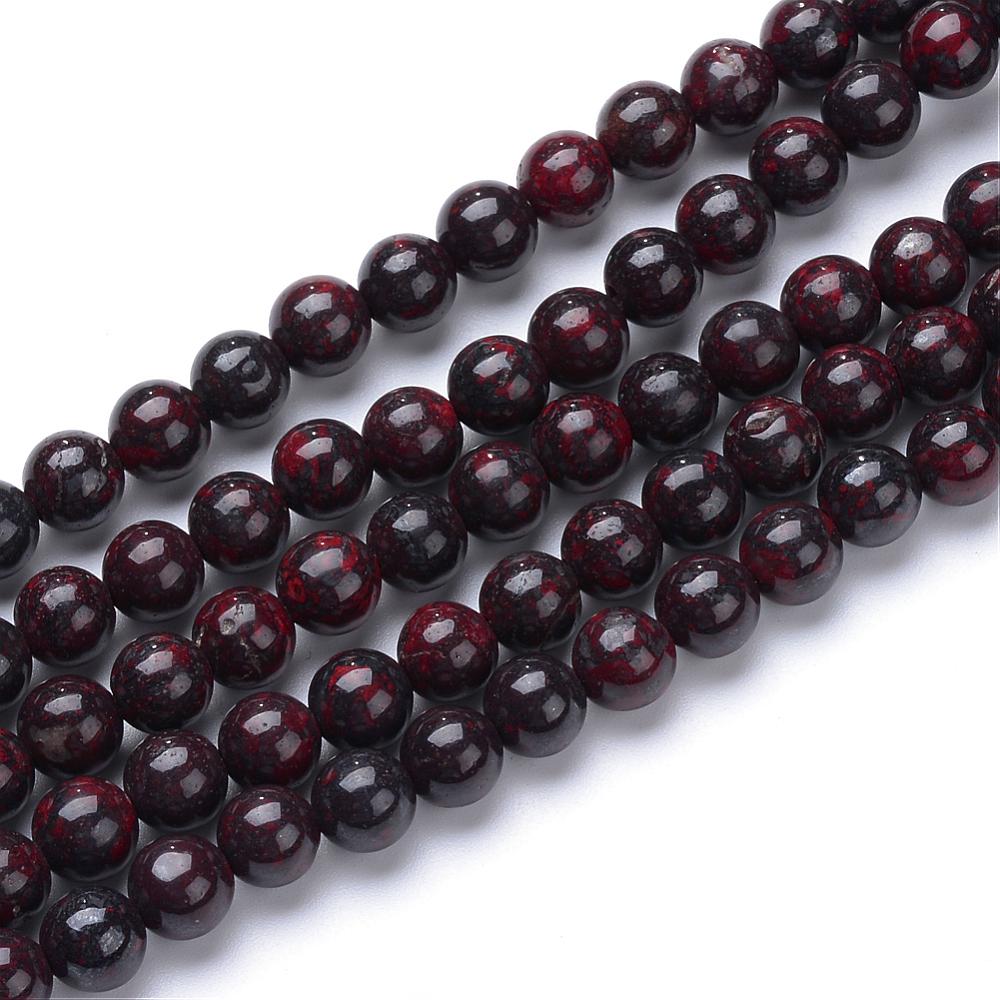 Bloodstone (Heliotrope) Natural Gemstone Beads – Round 8mm | The Pink Bead Shop Canada
