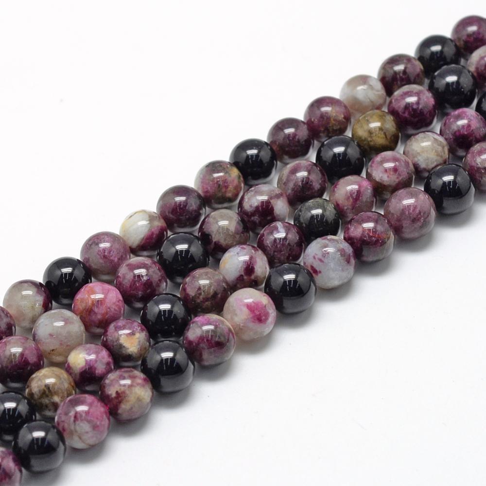 Natural Tourmaline Beads Strands – Grade AB, Round, 4mm, Hole: 0.8mm, Approx. 100pcs/Strand, 15.7” The Pink Bead Shop
