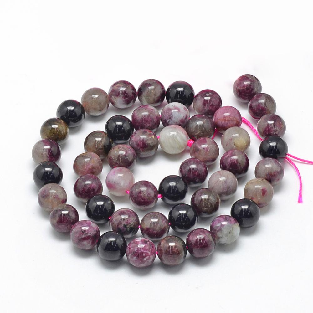 Natural Tourmaline Beads Strands – Grade AB, Round, 4mm, Hole: 0.8mm, Approx. 100pcs/Strand, 15.7” The Pink Bead Shop