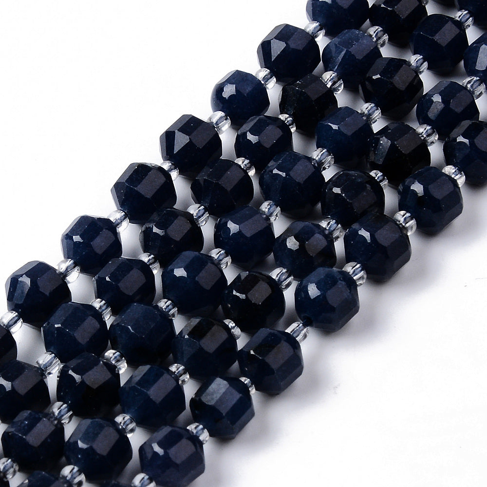 Sapphire Beads Dyed Natural – 7–8mm Faceted Round (Approx. 38–40pcs/Strand) The Pink Bead Shop