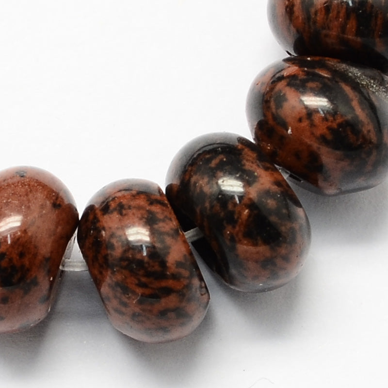 Natural Mahogany Obsidian Beads Strands – Rondelle, Polished, Coconut Brown, 8×5mm, Hole: 1mm, Approx. 60–65pcs/Strand, 15.7” The Pink Bead Shop