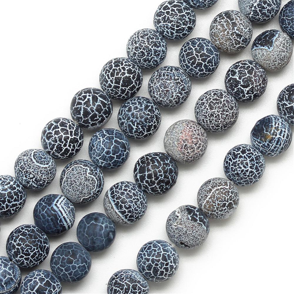 Natural Weathered Agate Beads Strands – Frosted, Dyed, Round, Gray, 4–4.5mm, Hole: 1mm, Approx. 95pcs/Strand, 14.6” The Pink Bead Shop