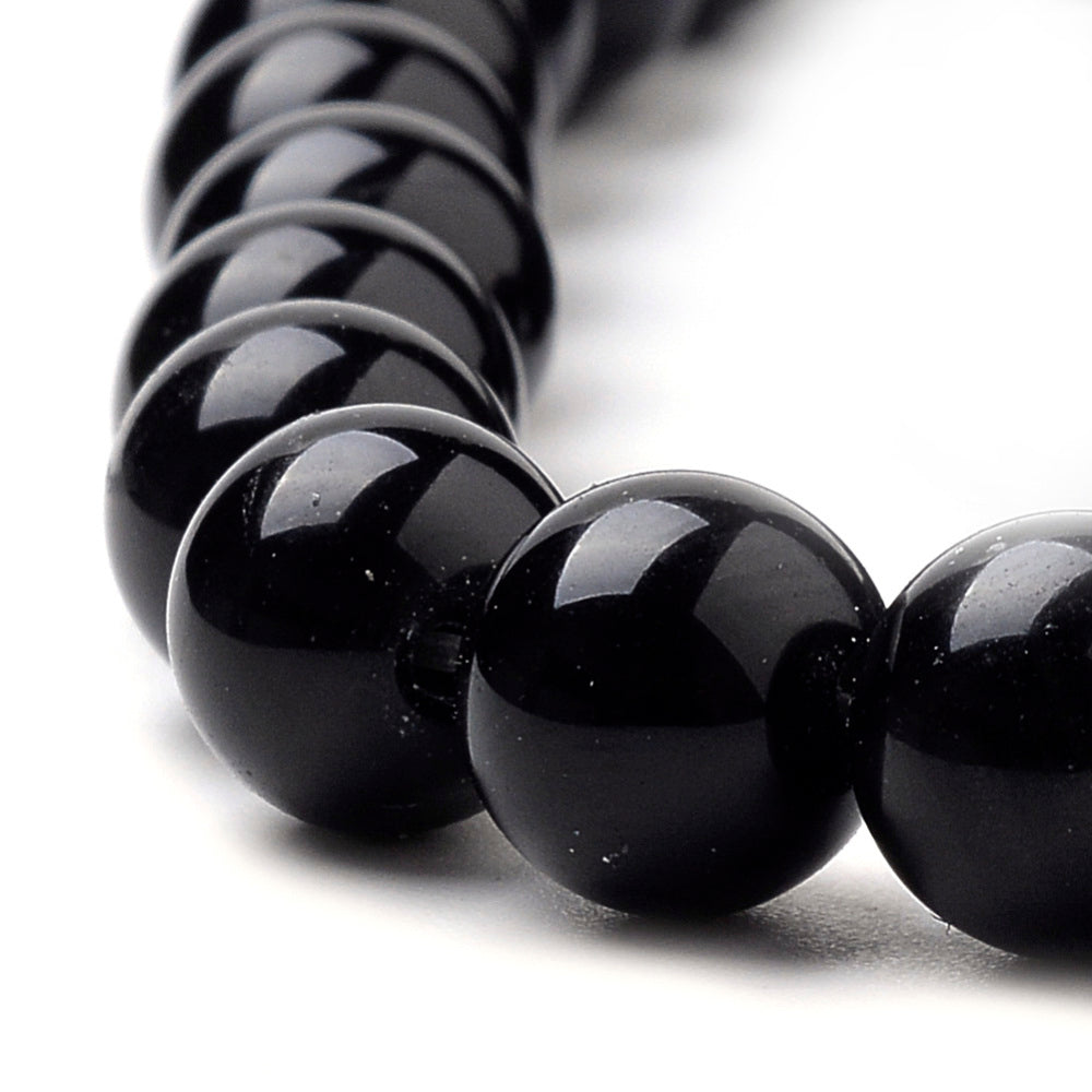 Black Onyx Beads – Assorted Sizes Natural Round Gemstone Strands | The Pink Bead Shop Canada