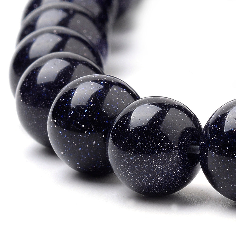 Blue Goldstone Beads Strands – Round, Midnight Blue, 4mm / 6mm / 8mm, Hole: 0.8–1mm, The Pink Bead Shop