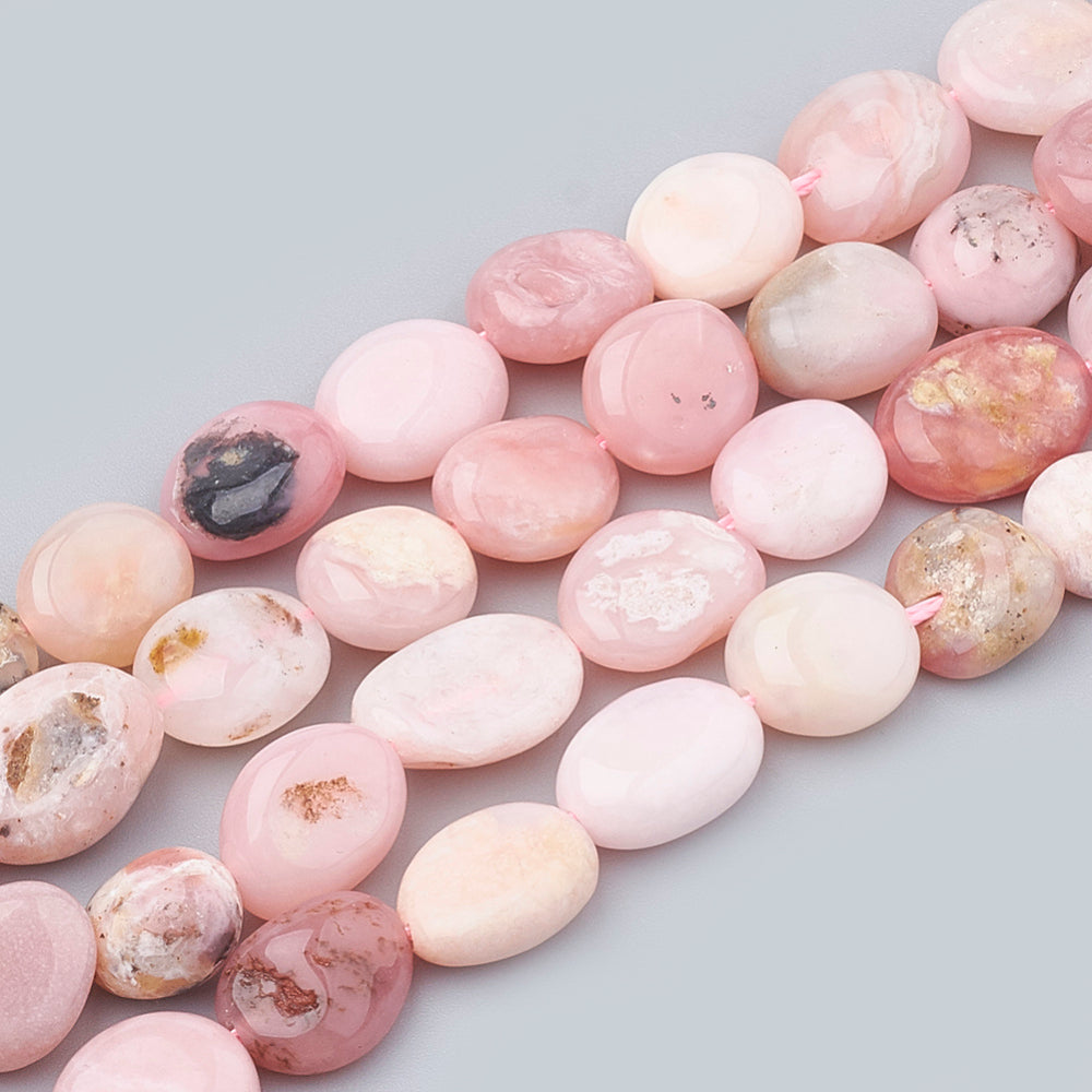 Pink Opal Beads | Oval 8–15mm | Natural Gemstone Strands | The Pink Bead Shop Canada