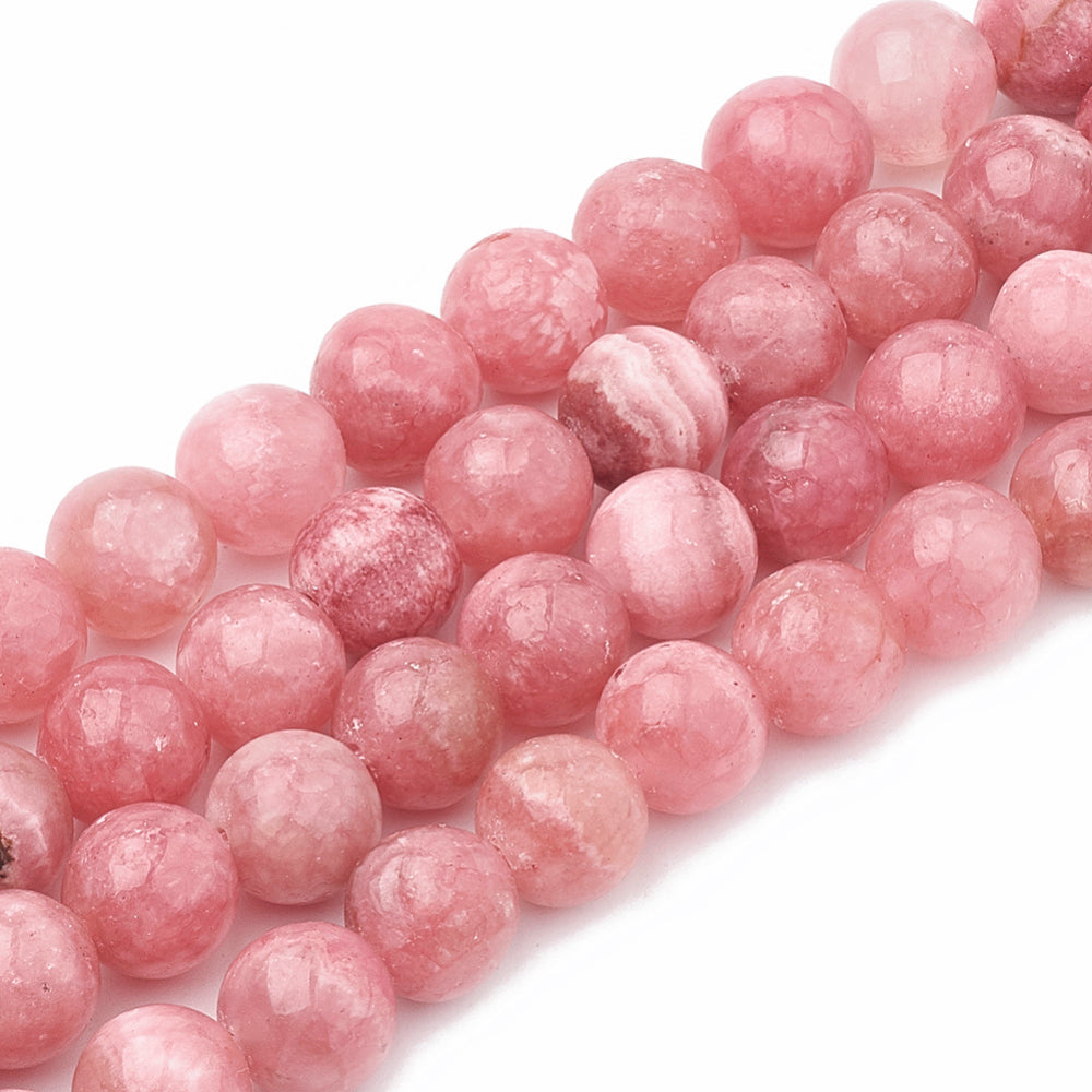 Chalcedony Pink Bead Strands – 6–7mm Round The Pink Bead Shop