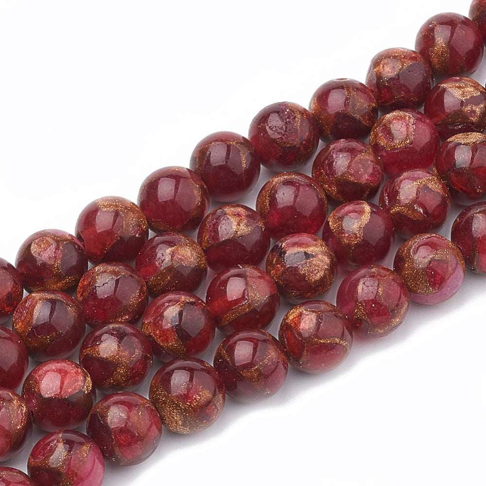 Chalcedony Beads Natural Strands – Dyed & Heated – Red, 8–9mm, Round The Pink Bead Shop