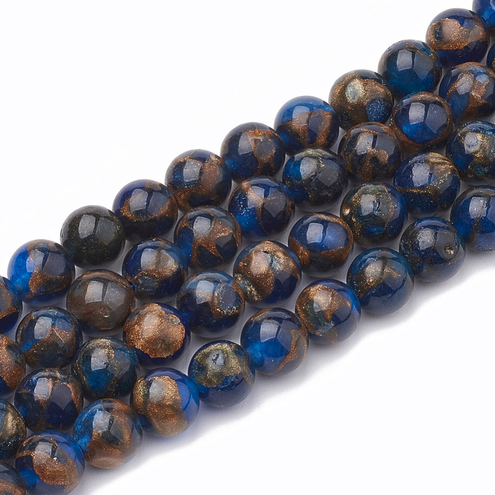 Chalcedony Beads Strands Natural – Dyed & Heated – Blue, 8–9mm, Round The Pink Bead Shop