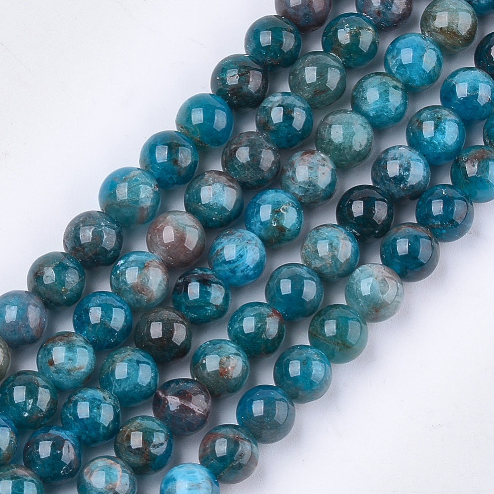 Natural Apatite Natural Gemstone Beads – Round 6mm & 8mm | The Pink Bead Shop Canada