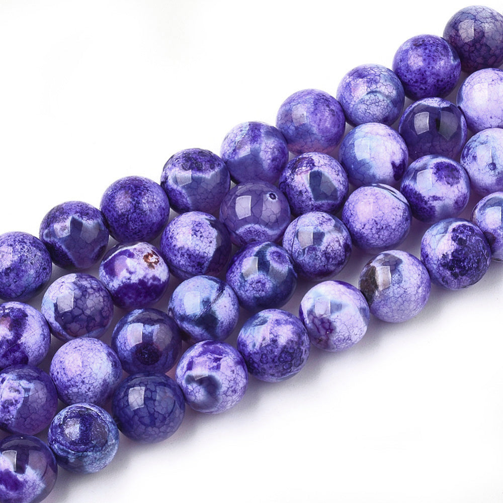 Natural Fire Crackle Agate Beads Indigo Round 8mm The Pink Bead Shop