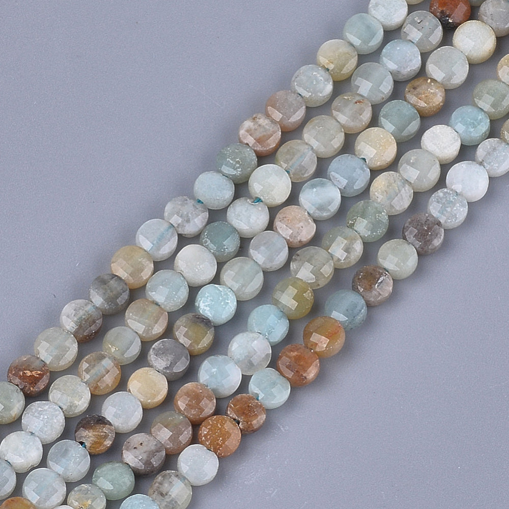Flower Amazonite Faceted Coin Beads | The Pink Bead Shop Canada
