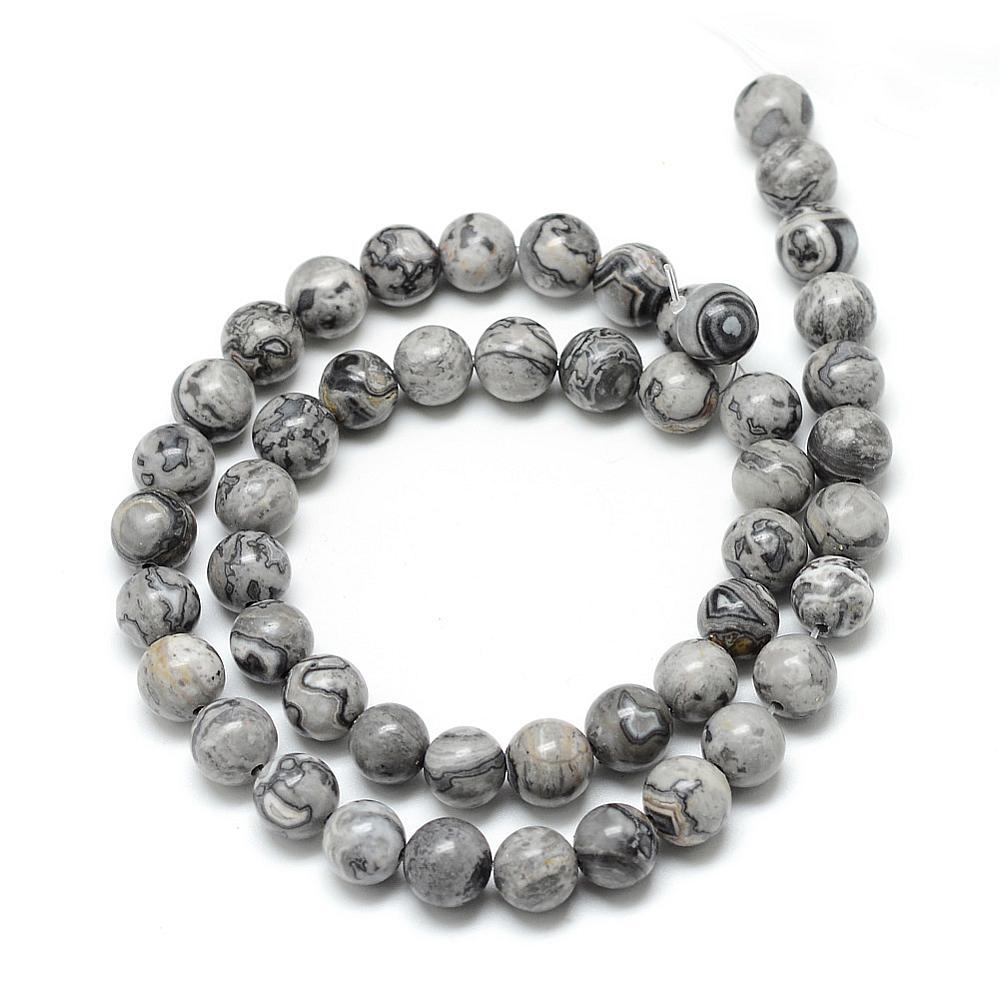 Picasso Jasper Natural (Map Stone) Beads – 8mm Round (Approx. 50pcs/Strand) The Pink Bead Shop