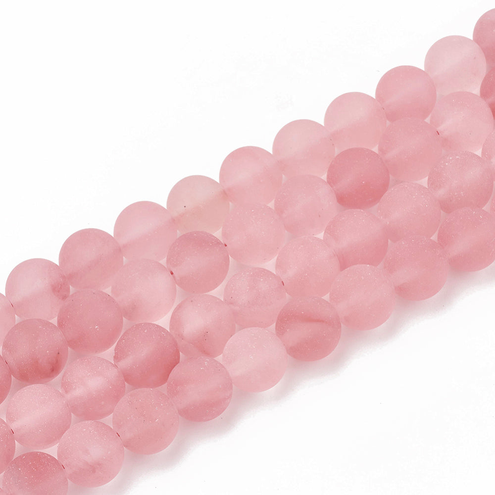 Cherry Quartz Glass Beads Strands – Frosted, Round, Pink, 4mm, Hole: 1mm, Approx. 89–91pcs/Strand, 14.5” The Pink Bead Shop