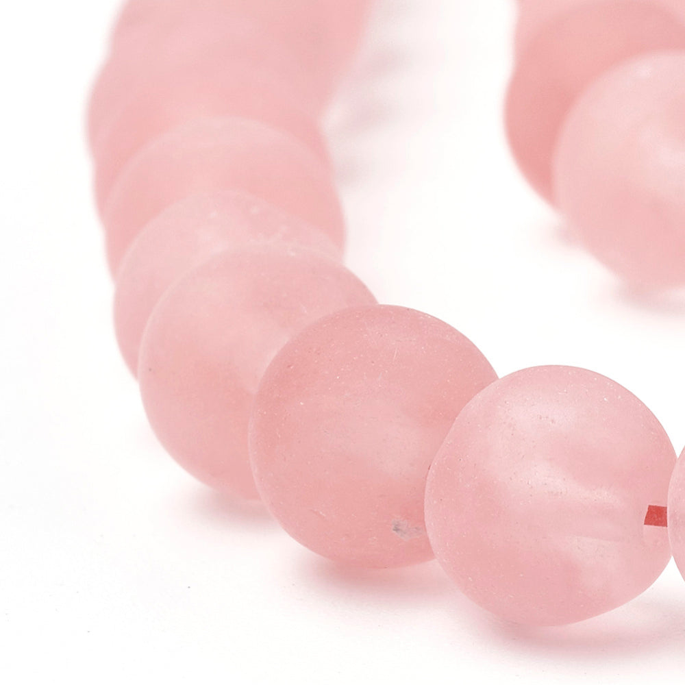 Cherry Quartz Glass Beads Strands – Frosted, Round, Pink, 4mm, Hole: 1mm, Approx. 89–91pcs/Strand, 14.5” The Pink Bead Shop