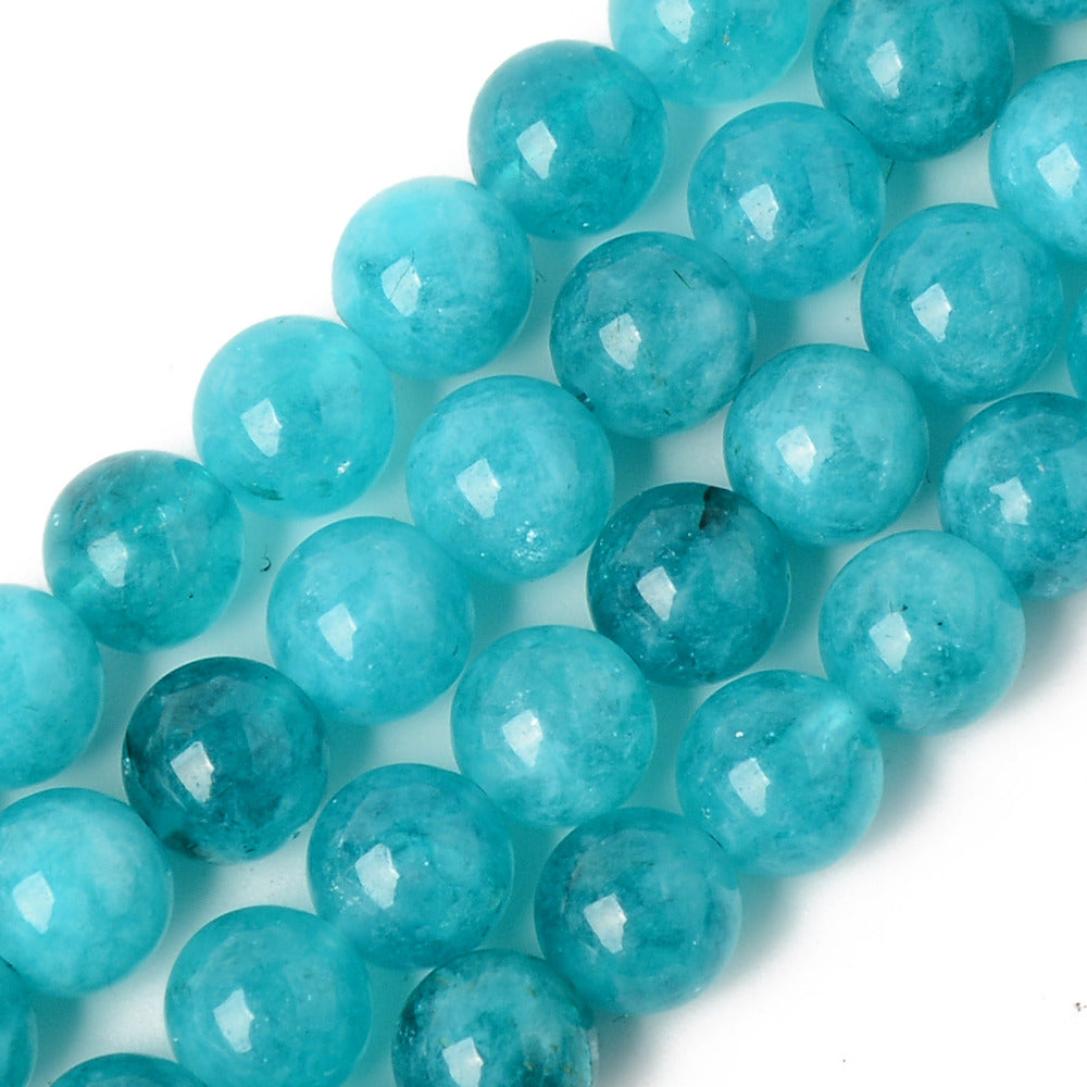 Quartz Dark Cyan Dyed Round Beads – 6mm & 8mm | The Pink Bead Shop Canada