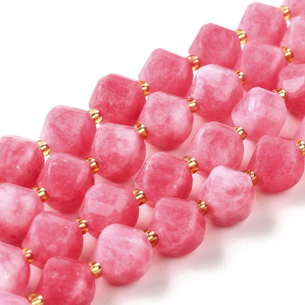 Cerise Pink 10mm Faceted Twist Quartz Beads | The Pink Bead Shop Canada