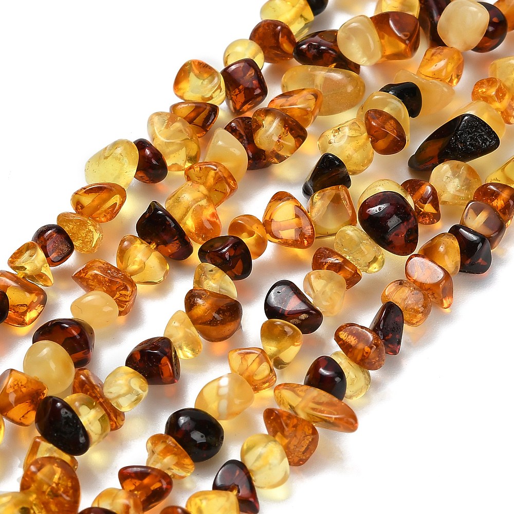 Amber Beads Natural – Tumbled Nuggets 4×11×5×7×3–6mm (Approx. 15.5” Strand) The Pink Bead Shop