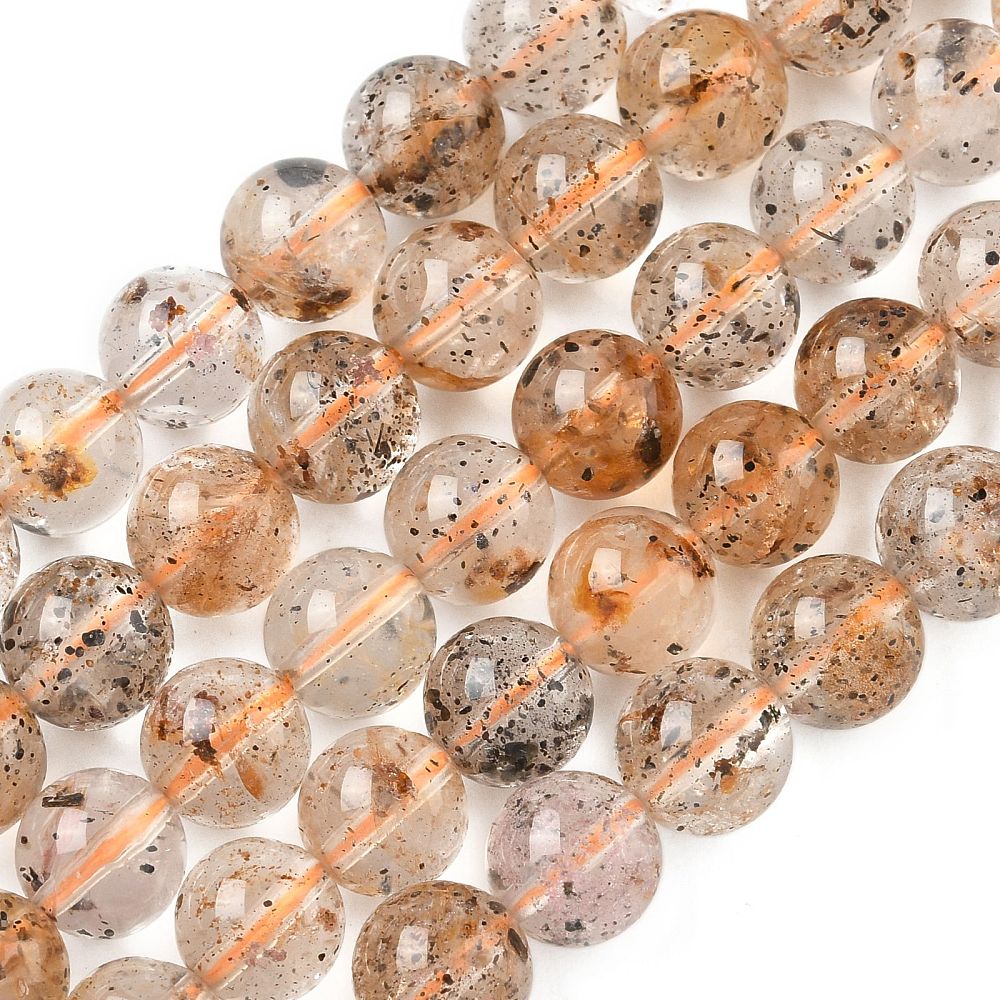 Herkimer Diamond Beads | Round 8mm Quartz Bead Strands | The Pink Bead Shop Canada