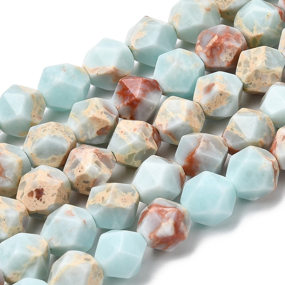 Pale Turquoise Star Cut Shoushan Stone Beads 7-8mm | The Pink Bead Shop Canada