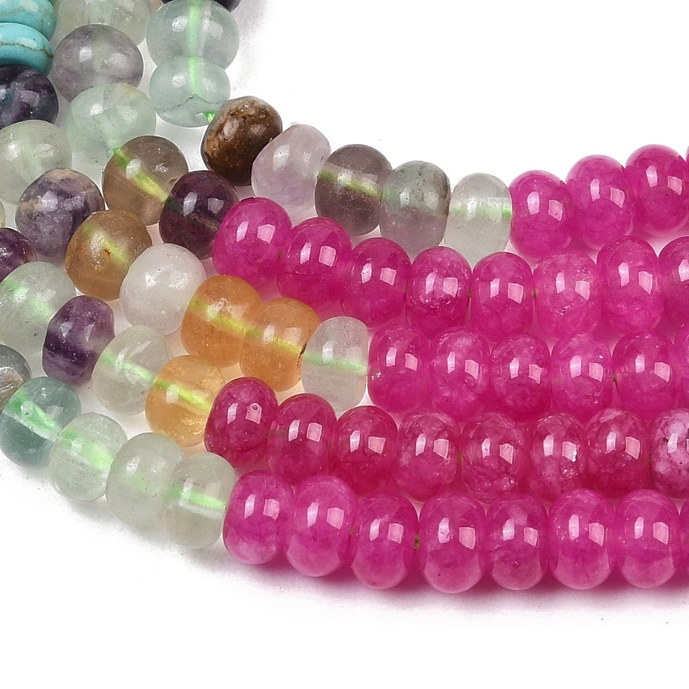 Mixed Gemstone Rondelle Beads 6x4mm Strand | The Pink Bead Shop Canada