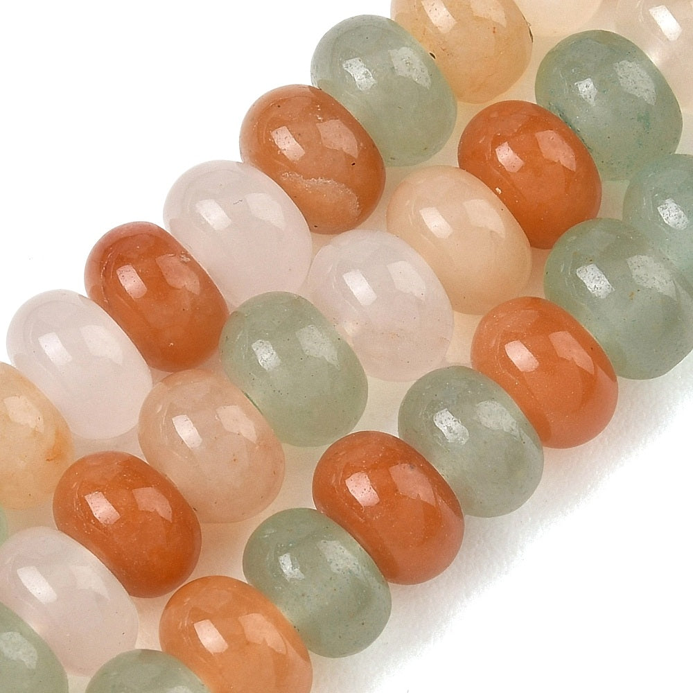 Mixed Aventurine & Golden Silk Jade Rondelle Beads 8–9mm | The Pink Bead Shop Canada
