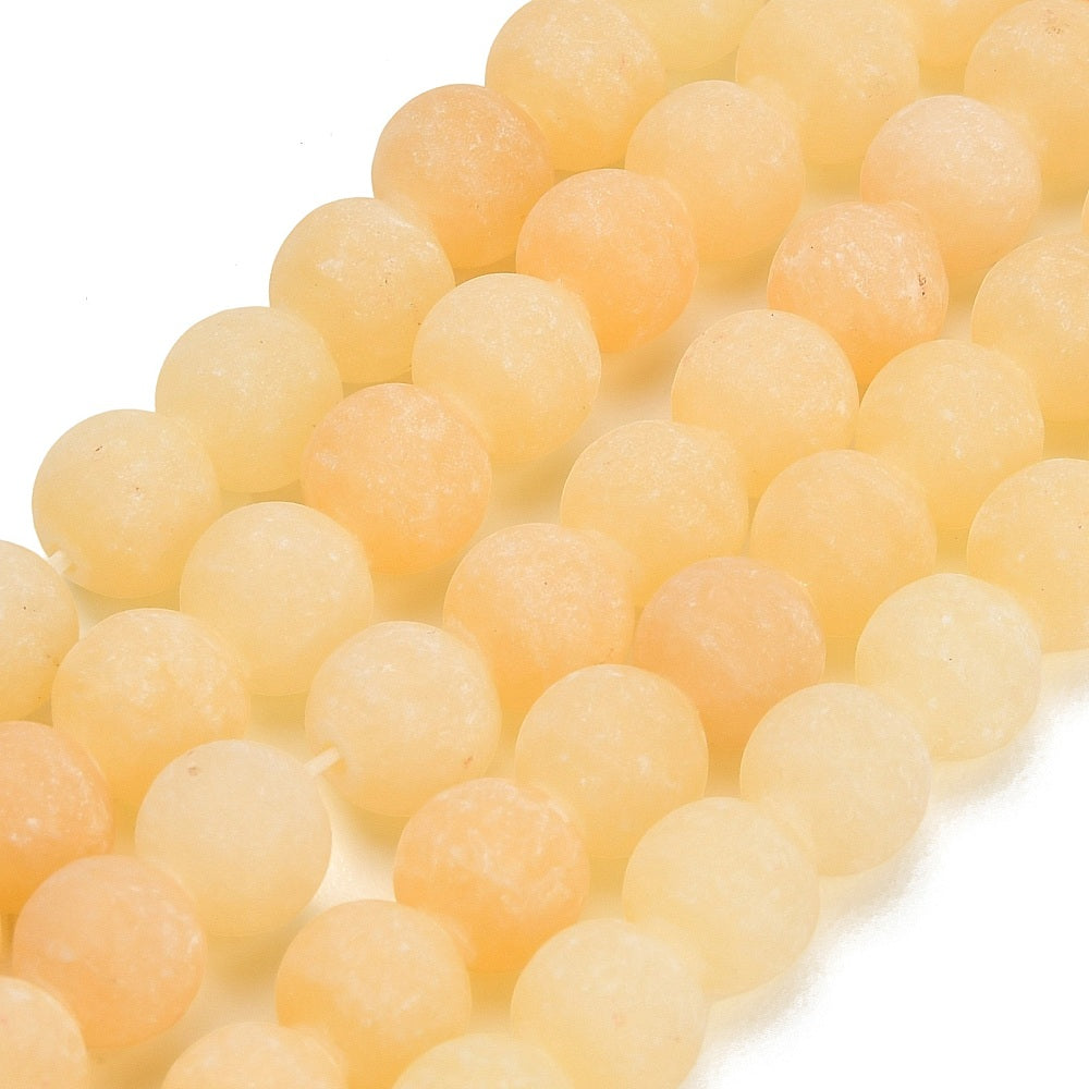 Natural Yellow Calcite Frosted Round Beads 8–8.5mm Strand | The Pink Bead Shop Canada