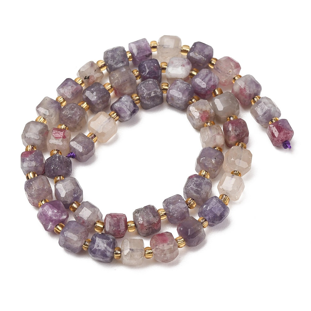 Tourmaline Faceted Cube Beads with Seed Bead Accents – 6–7.5mm | The Pink Bead Shop Canada