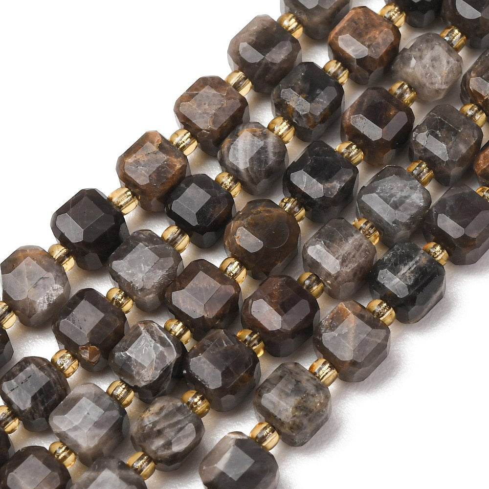 Black Moonstone Natural Faceted Cube Beads 6–7.5mm | The Pink Bead Shop Canada