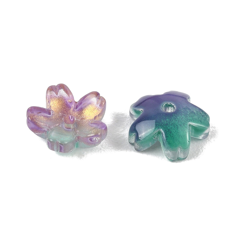 Gradient Purple Sakura Glass Flower Bead Caps 10.5x11mm – Sold Individually Bulk| The Pink Bead Shop Canada