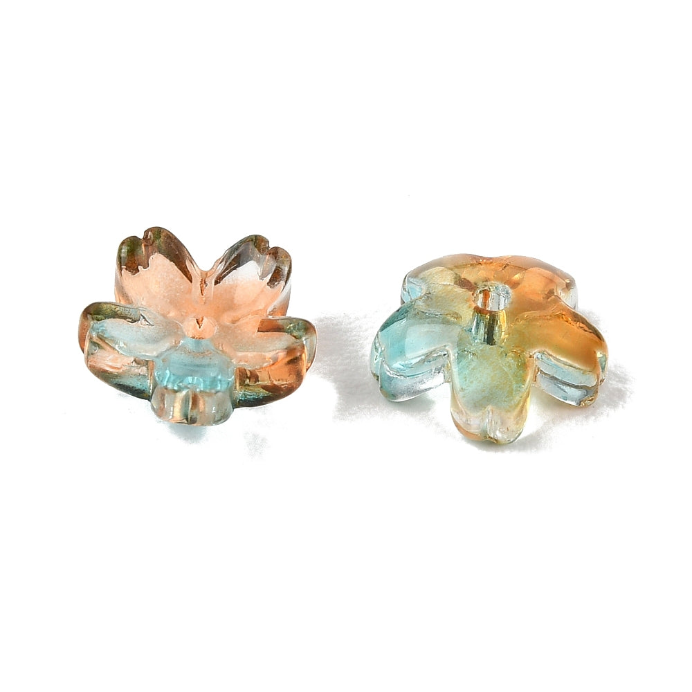 Sakura Glass Flower Bead Caps – Saddle Brown Gradient 10.5mm Sold individual bulk| The Pink Bead Shop Canada