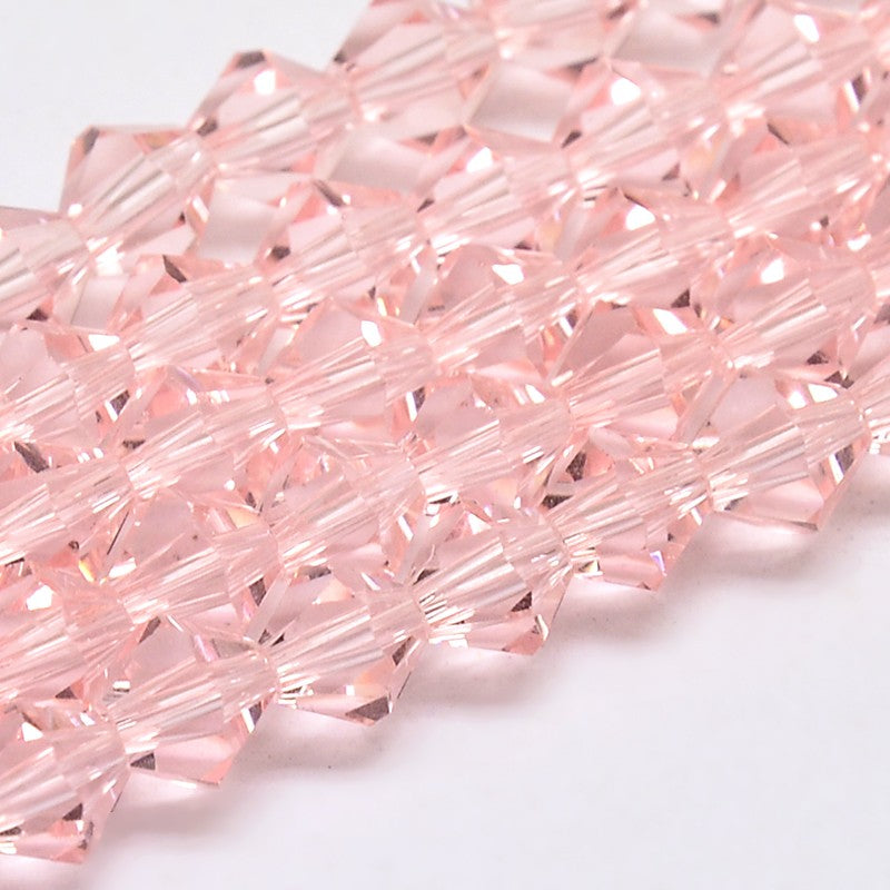 Imitation Austrian Crystal Pink Crystal Bicone Glass Beads 6mm – Faceted Grade AA | The Pink Bead Shop Canada