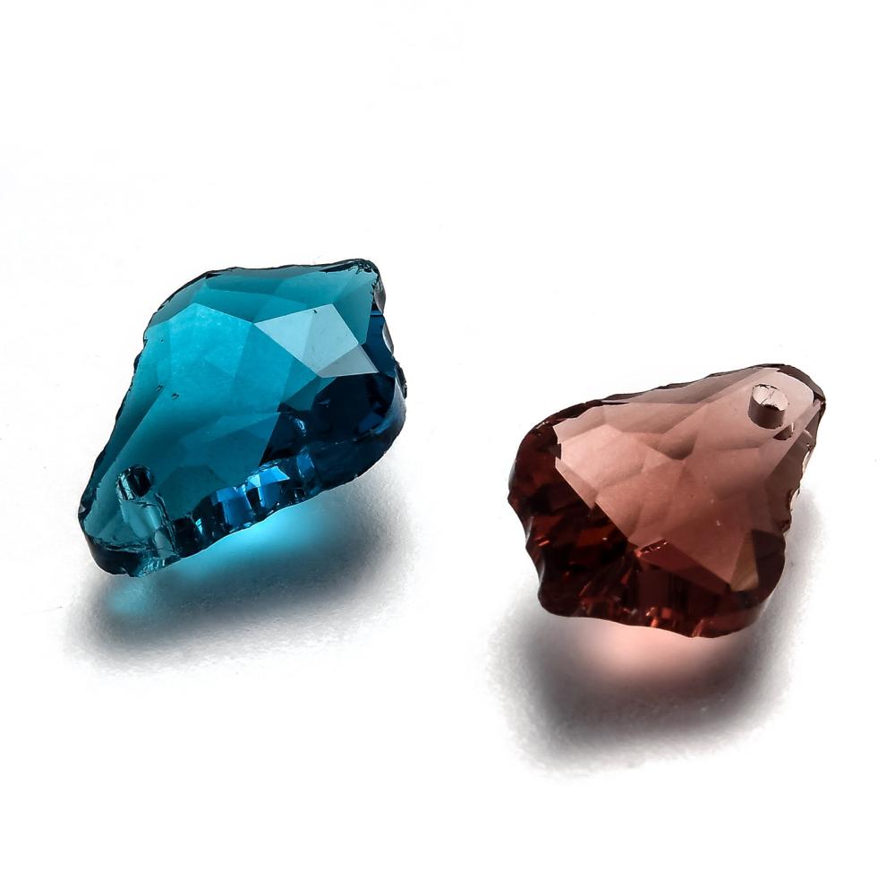 Faceted Glass Leaf Pendants – Mixed Colors 16mm | The Pink Bead Shop Canada