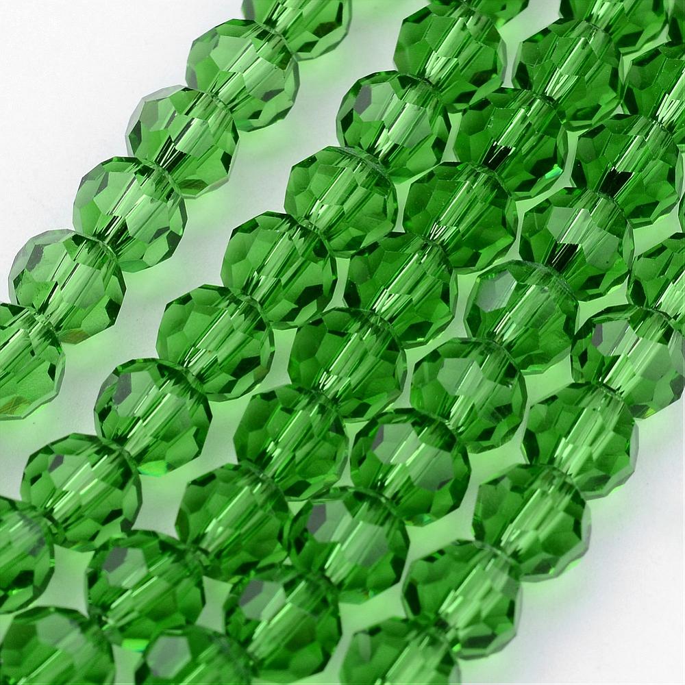 8mm Transparent Glass Faceted Round Bead Strand – Lime Green | The Pink Bead Shop Canada