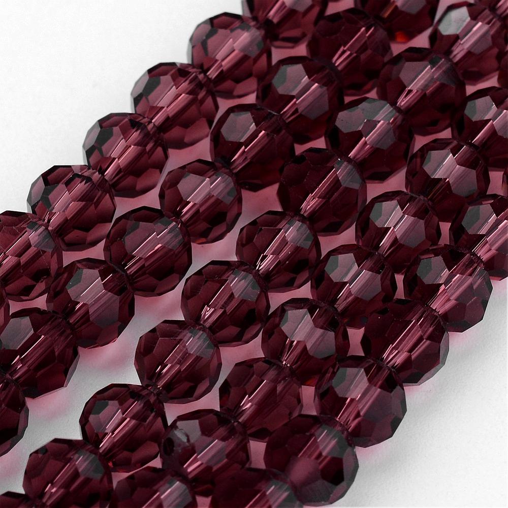 8mm Transparent Glass Faceted Round Bead Strand – Purple | The Pink Bead Shop Canada