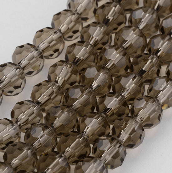 8mm Transparent Glass Faceted Round Bead Strand – Gray | The Pink Bead Shop Canada