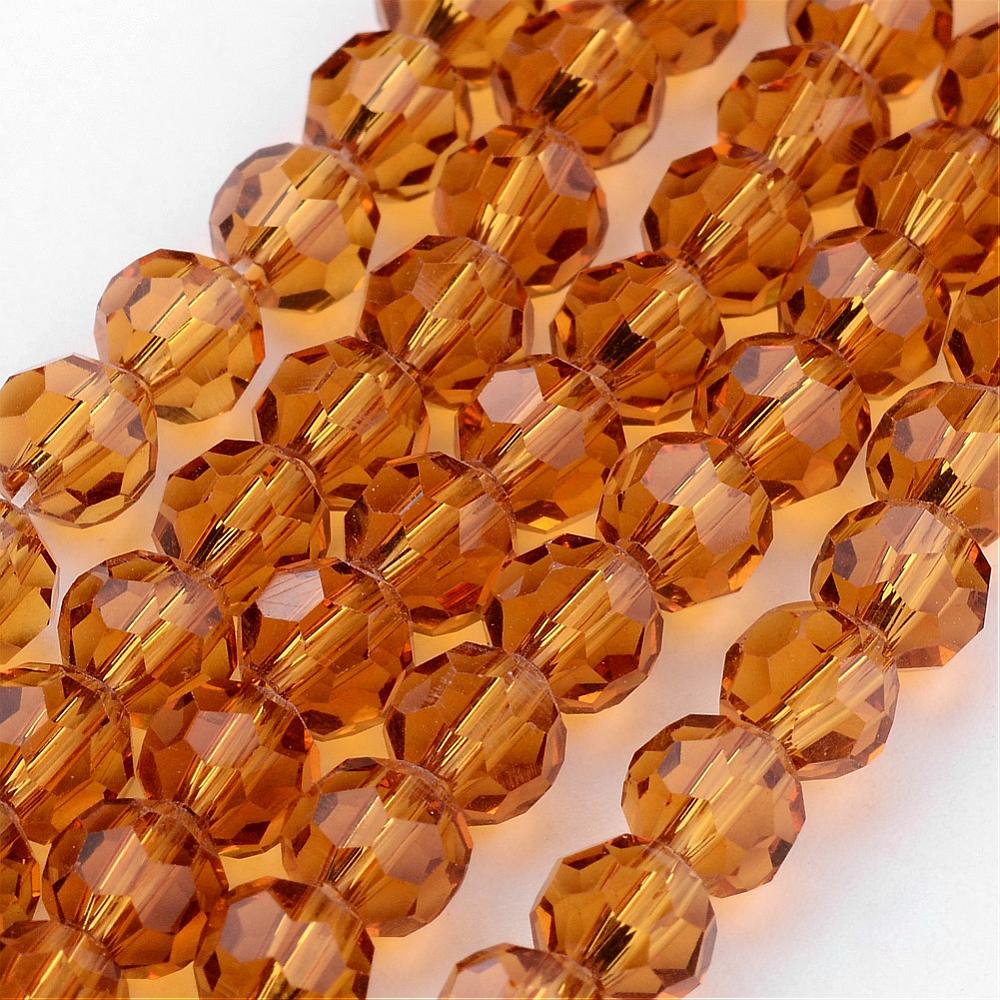 8mm Transparent Glass Faceted Round Bead Strand – Goldenrod | The Pink Bead Shop Canada