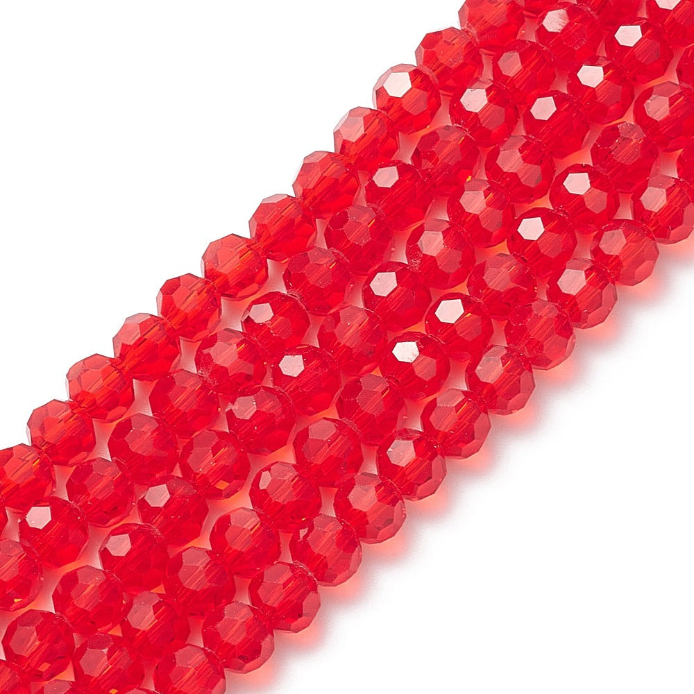 8mm Red Faceted Glass Bead Strand | The Pink Bead Shop Canada