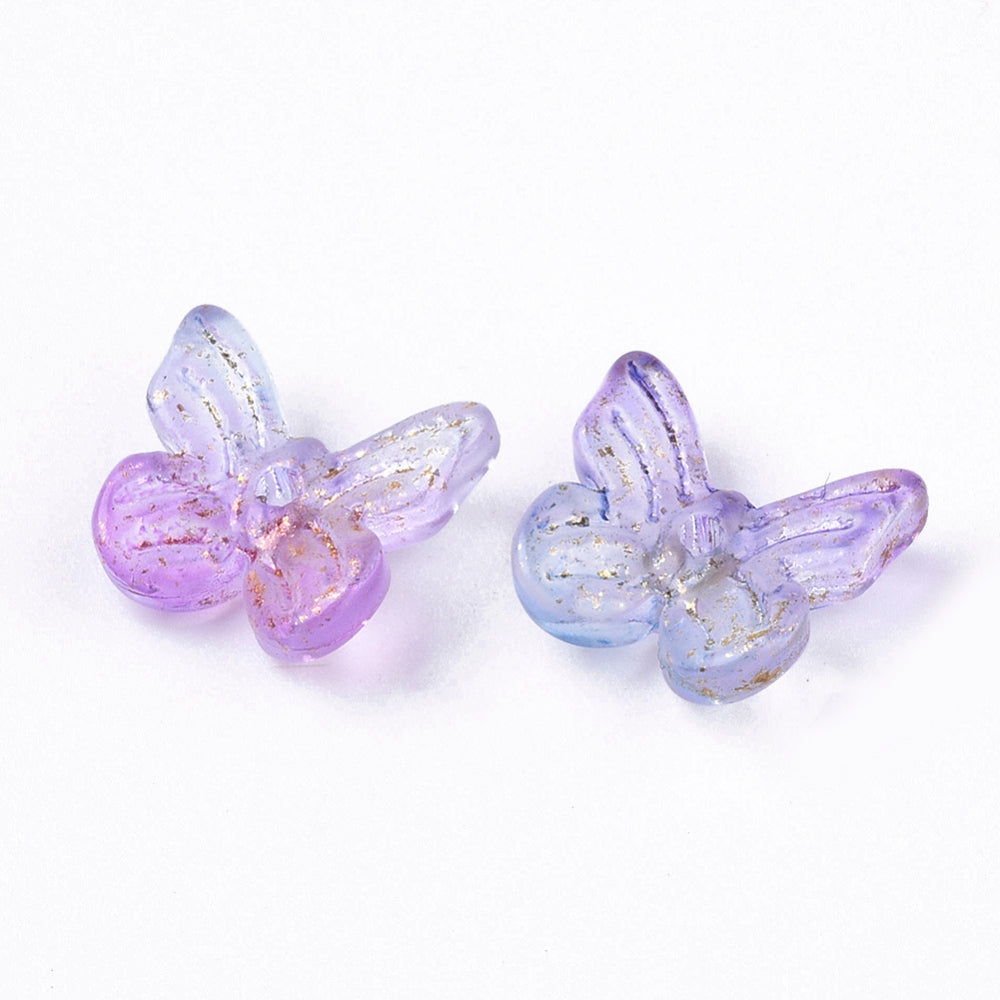 Plum Butterfly Glass Charms with Golden Foil 7x11mm | Pack of 10 | The Pink Bead Shop Canada