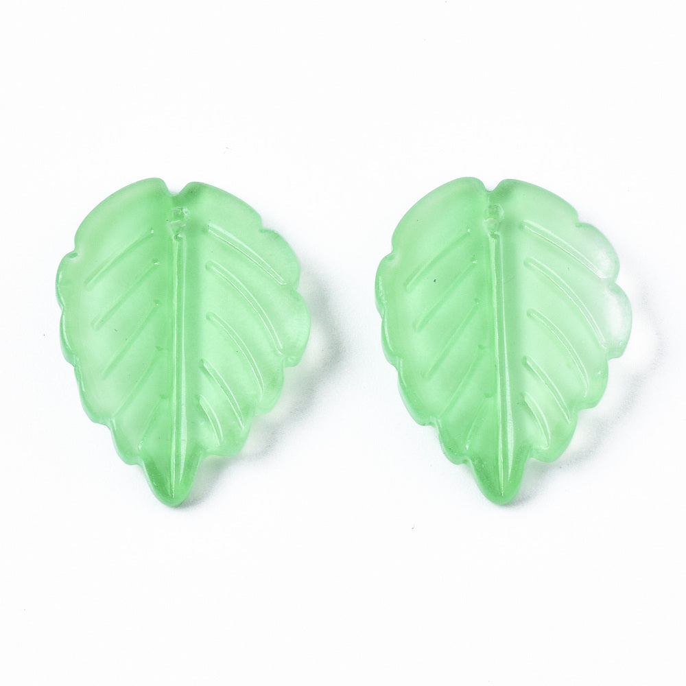Spring Green Glass Leaf Pendant 23.5mm – Sold Individually | The Pink Bead Shop Canada