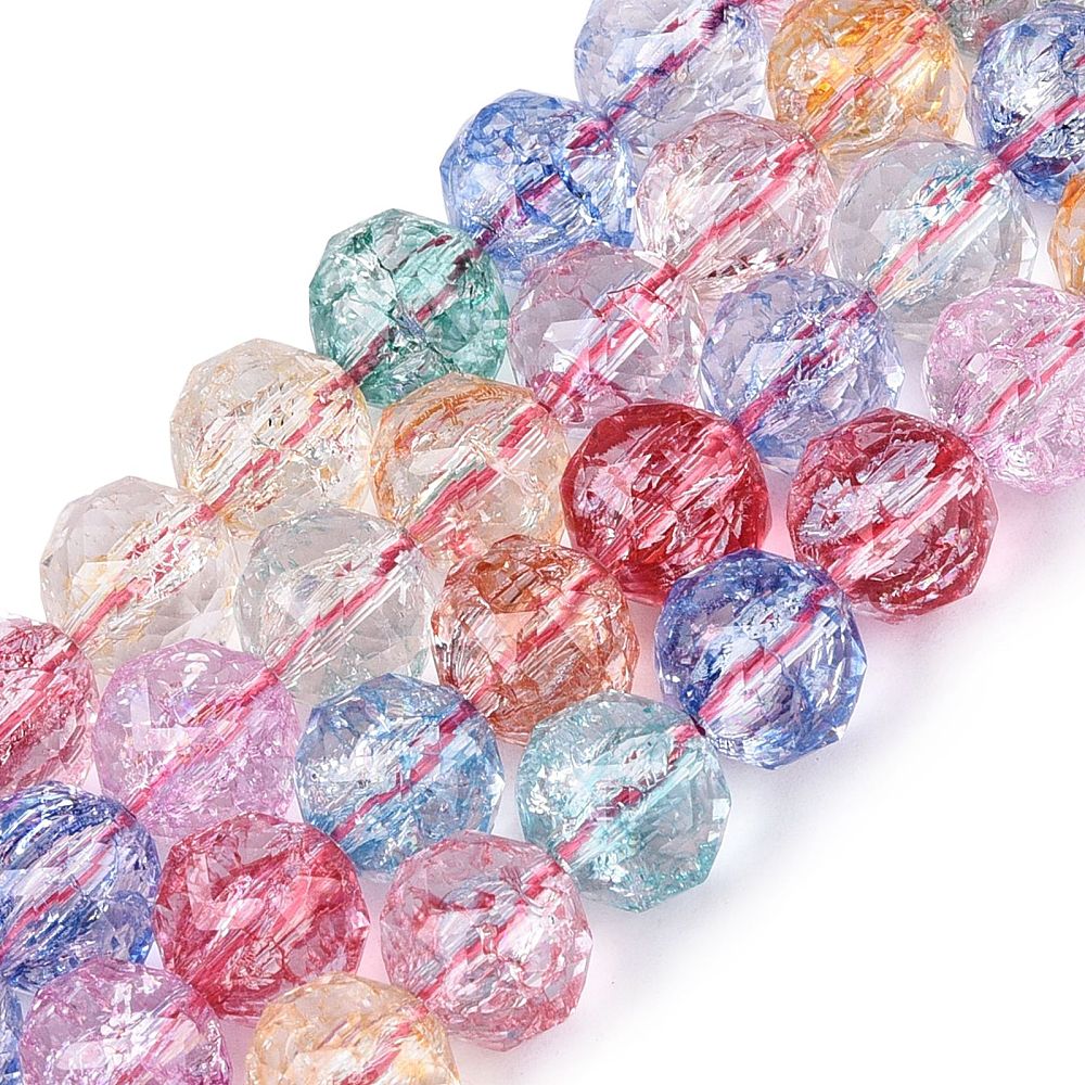 Mixed Color Crackle Glass Beads Round Faceted 9.5–10.5mm | The Pink Bead Shop Canada