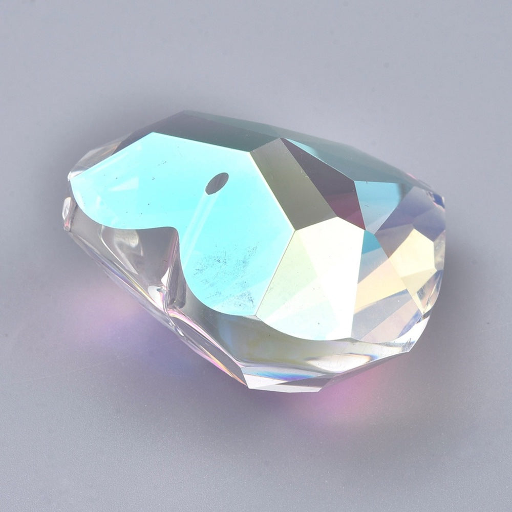 Crystal AB Heart Pendants | Faceted Rhinestone Heart Charms | The Pink Bead Shop Canada